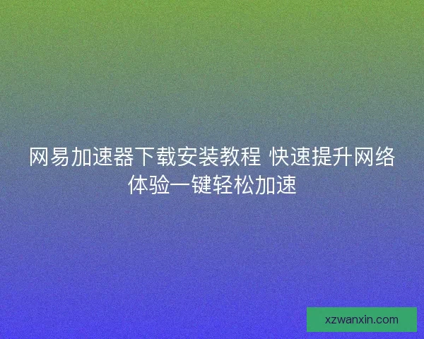 网易加速器下载安装教程 快速提升网络体验一键轻松加速