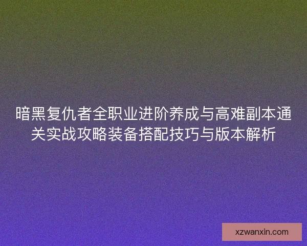 暗黑复仇者全职业进阶养成与高难副本通关实战攻略装备搭配技巧与版本解析