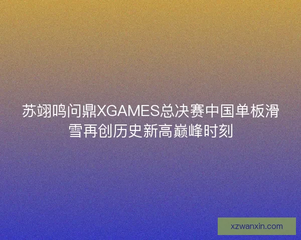 苏翊鸣问鼎XGAMES总决赛中国单板滑雪再创历史新高巅峰时刻