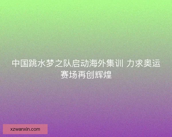 中国跳水梦之队启动海外集训 力求奥运赛场再创辉煌